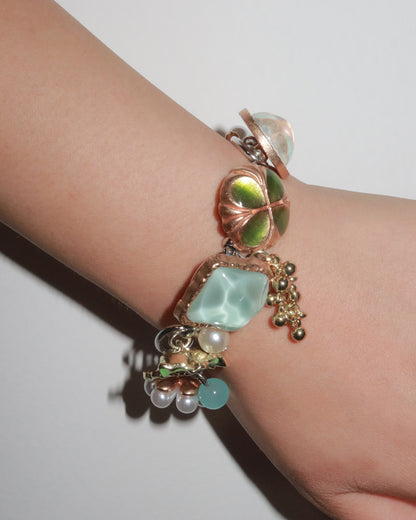 Maristella Button & Bead Coastal Charm Silver Bracelet