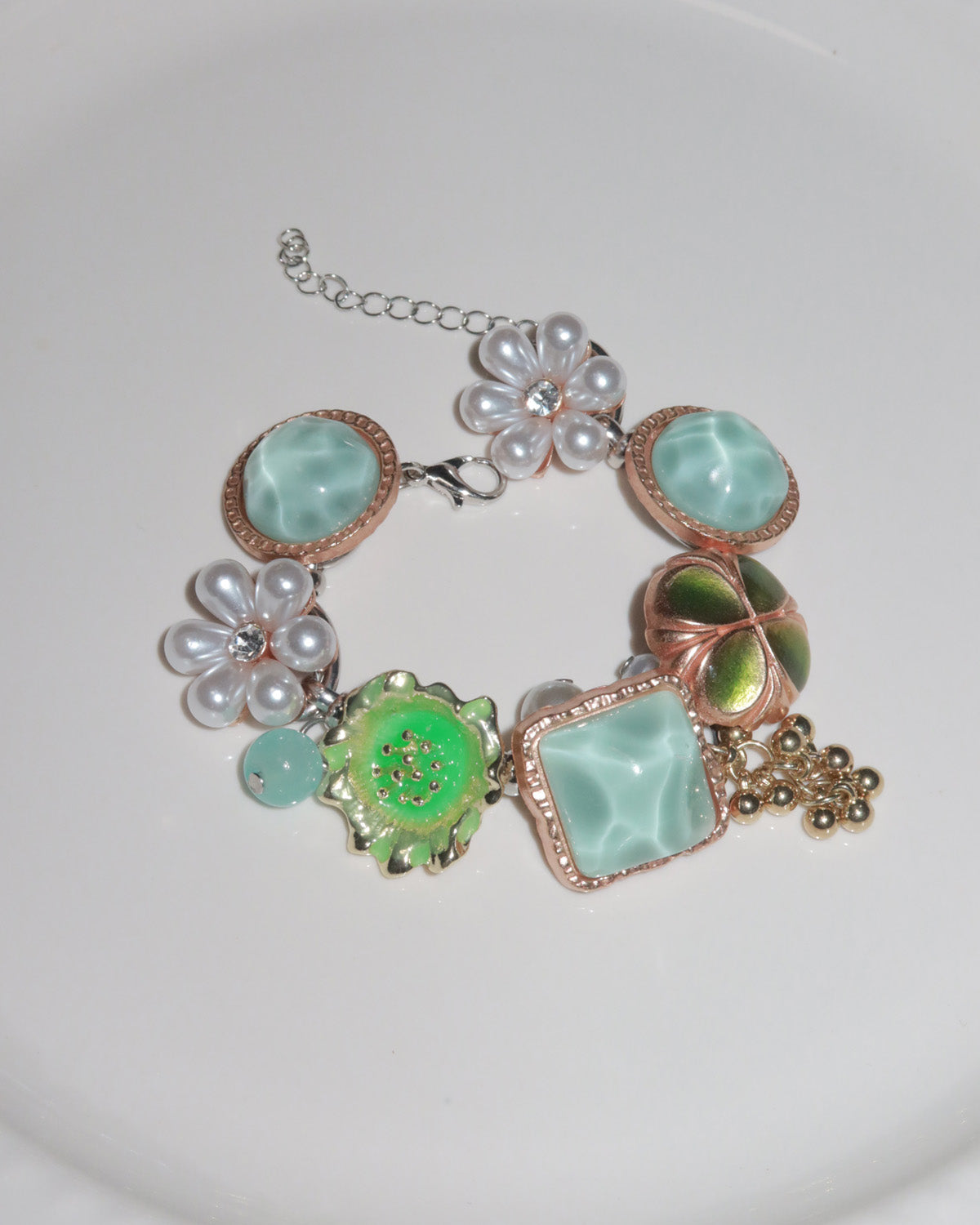 Maristella Button & Bead Coastal Charm Silver Bracelet