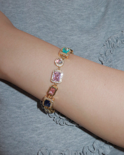 Beatrice Art Deco Gemstone Golden Bracelet