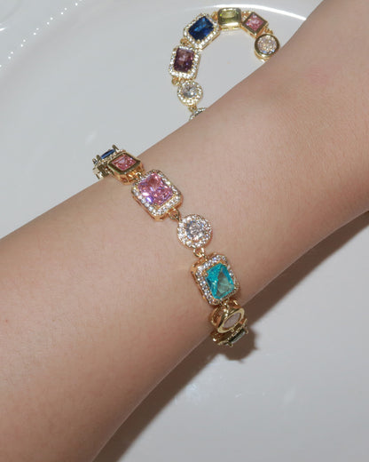 Beatrice Art Deco Gemstone Golden Bracelet