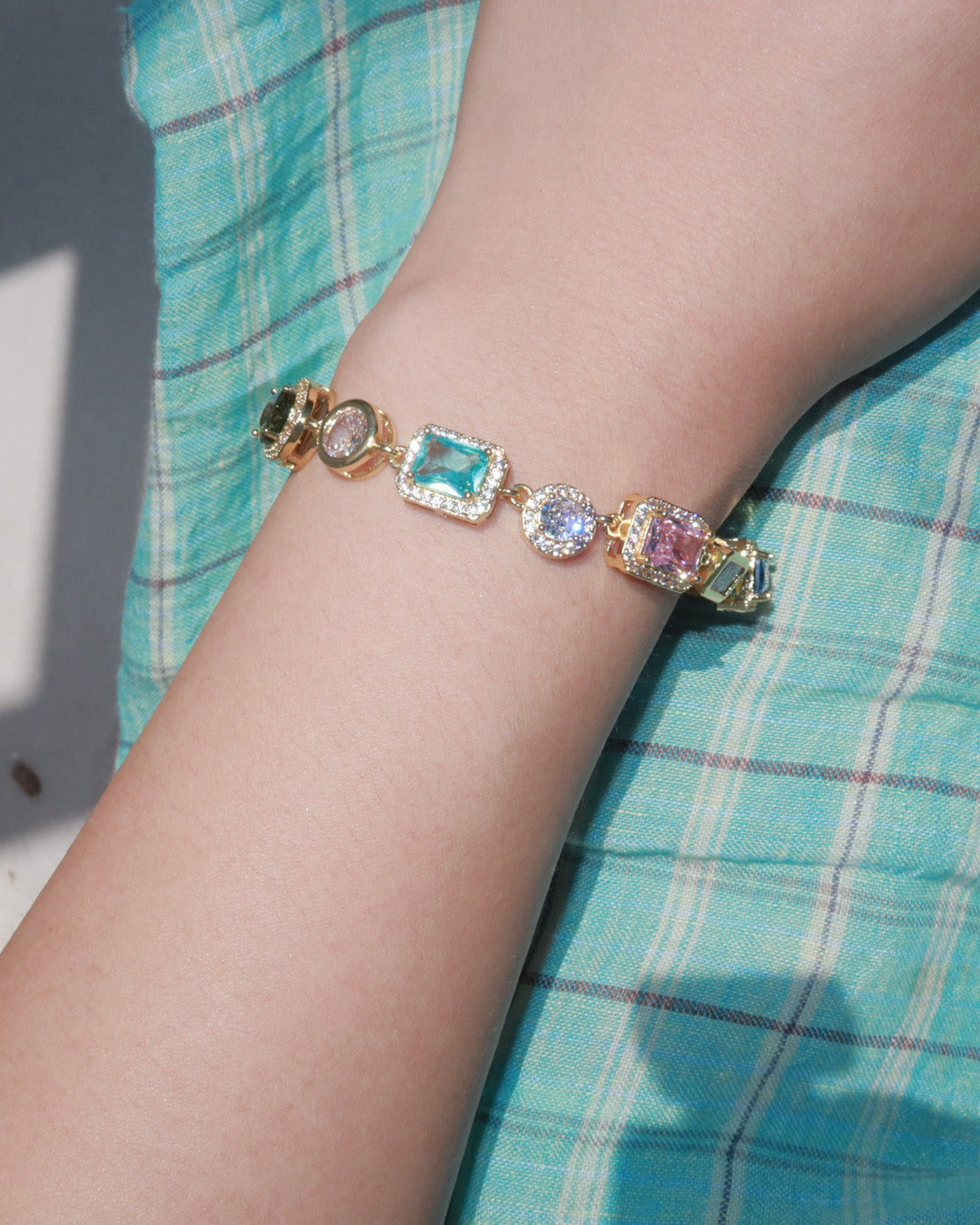 Beatrice Art Deco Gemstone Golden Bracelet