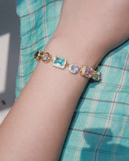 Beatrice Art Deco Gemstone Golden Bracelet