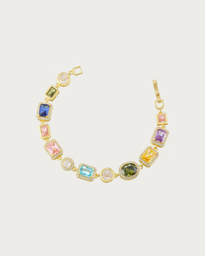 Beatrice Art Deco Gemstone Golden Bracelet