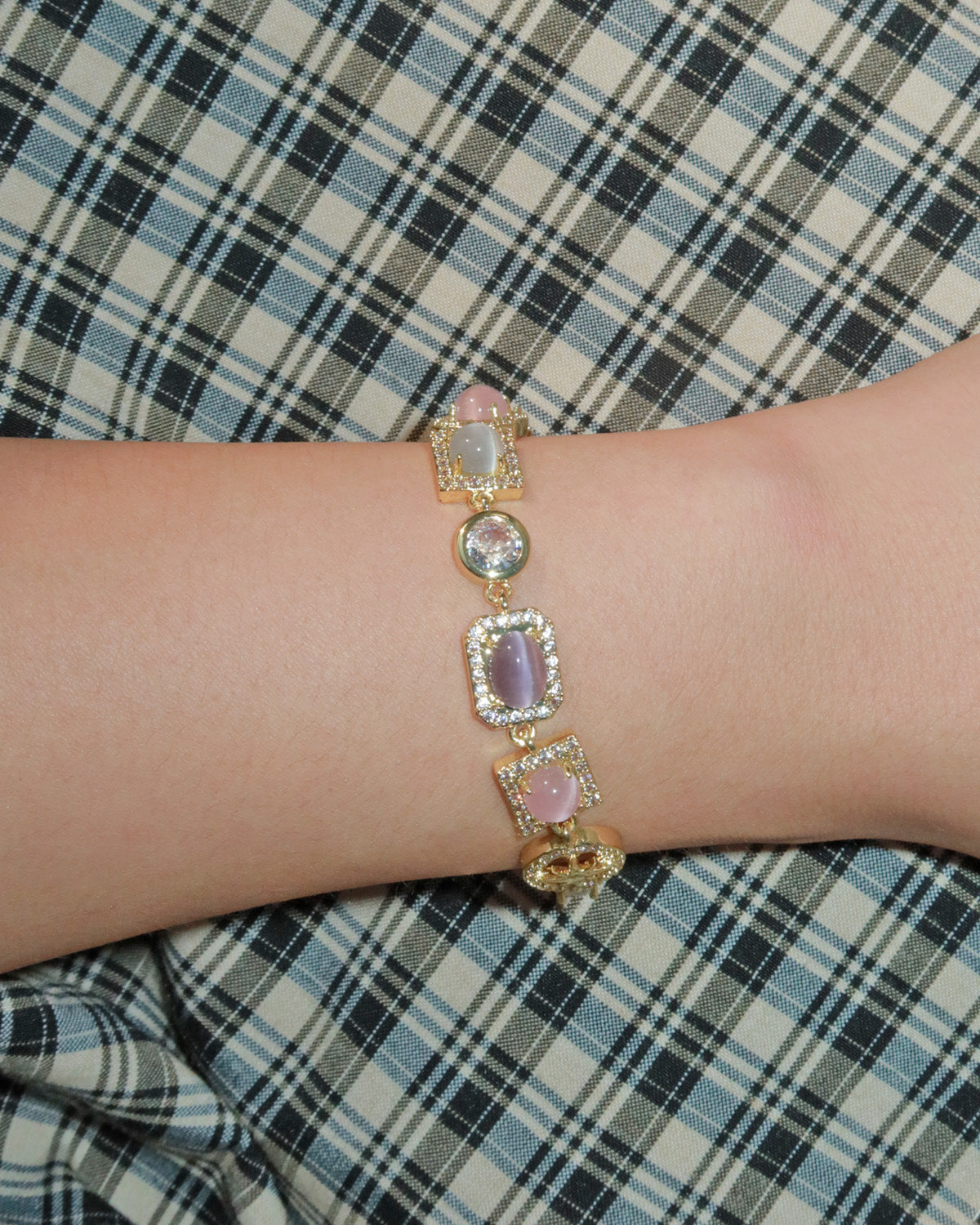 Shirley Colorful Crystal Geometric Golden Bracelet