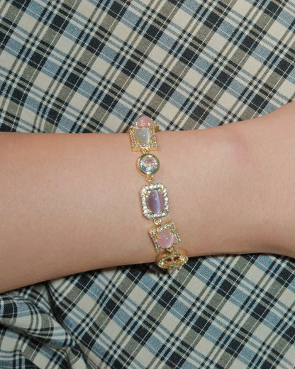 Shirley Colorful Crystal Geometric Golden Bracelet