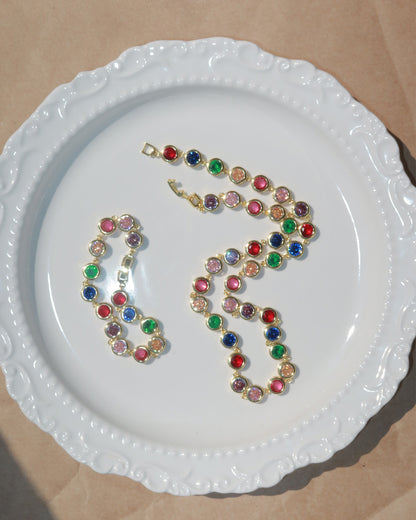 Lillian Rainbow Color Block Layered Necklace