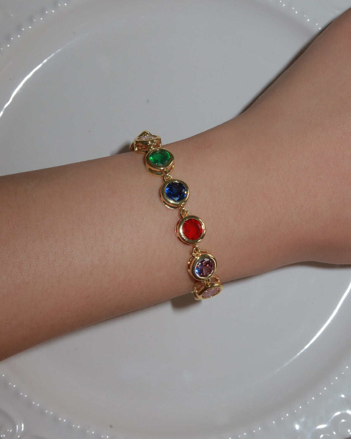 Lillian Rainbow Color Block Layered Bracelet