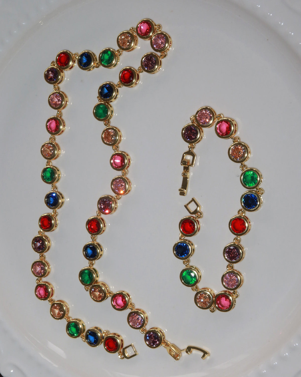 Lillian Rainbow Color Block Layered Necklace