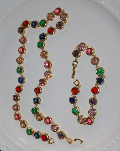 Lillian Rainbow Color Block Layered Necklace