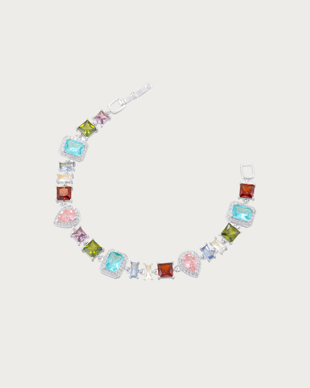 Prism Colorful Crystal Silver Bracelet & Necklace