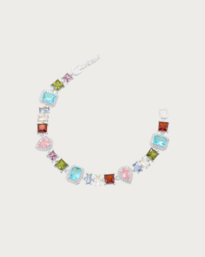 Prism Colorful Crystal Silver Bracelet & Necklace