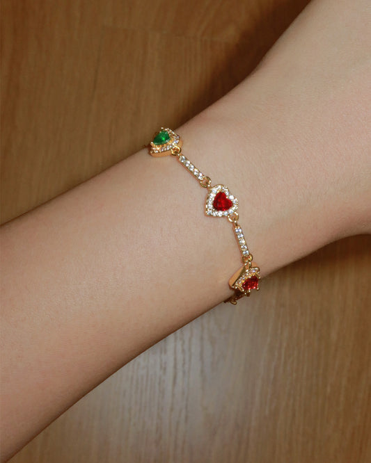 Amour Rainbow Colorful Heart Golden Bracelet & Necklace