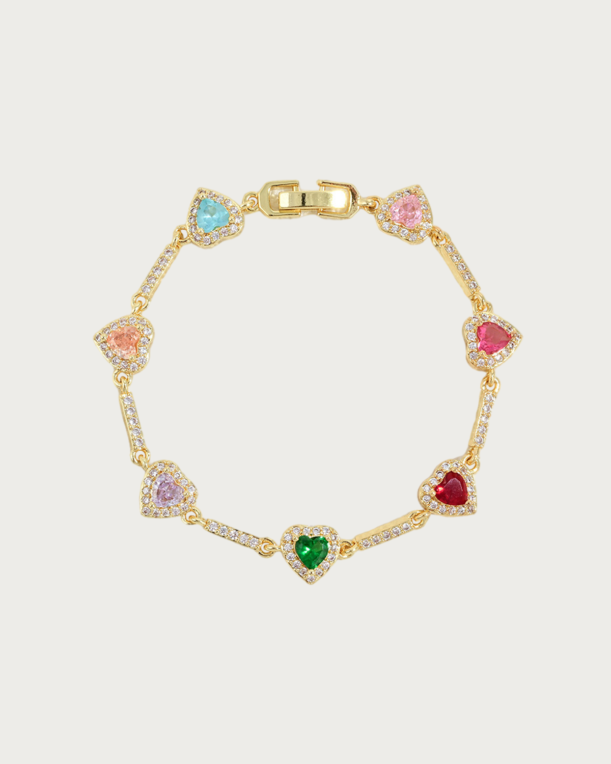 Amour Rainbow Colorful Heart Golden Bracelet & Necklace