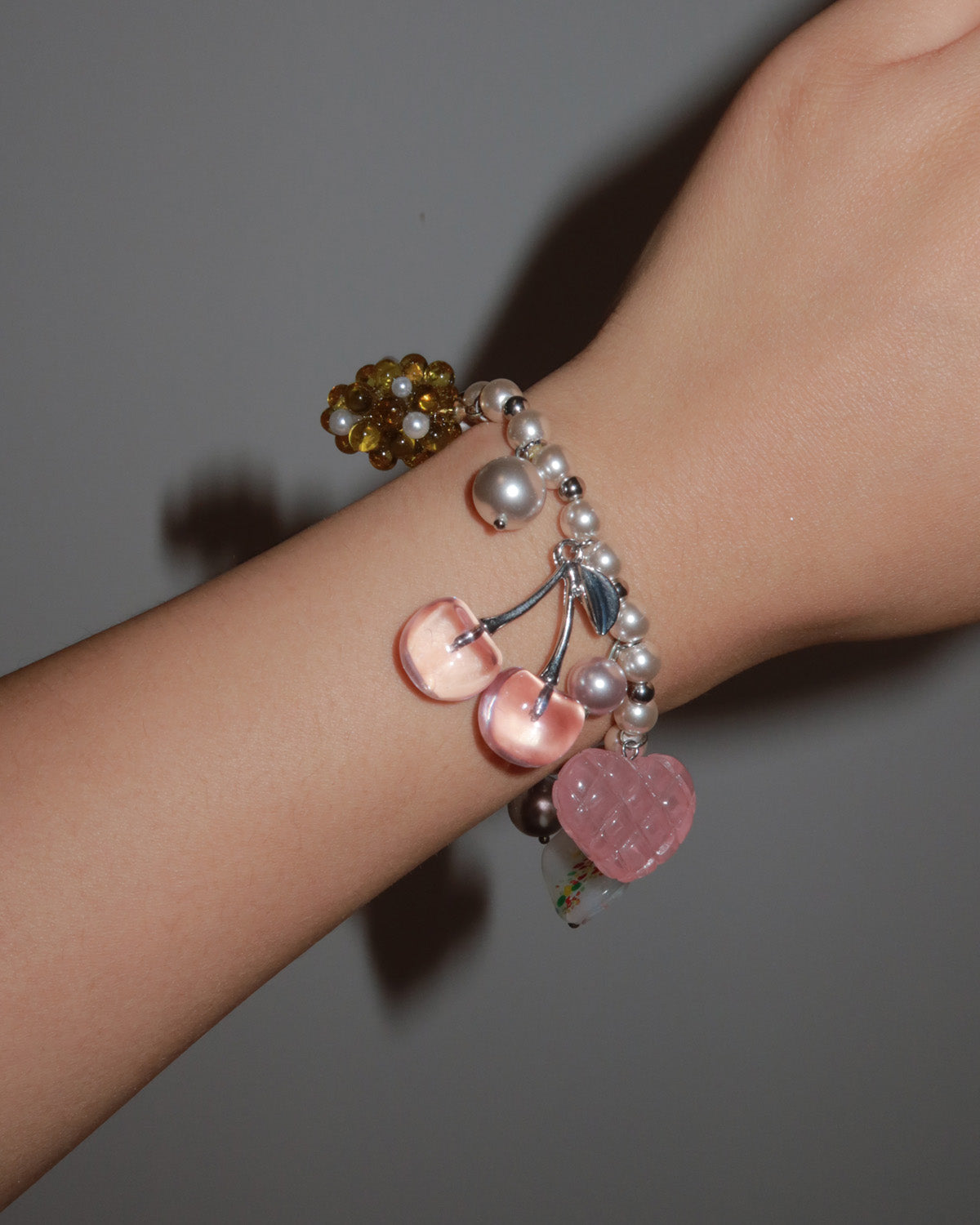 Berry Kisses Cherry Strawberry Pearl Silver Jewelry Set