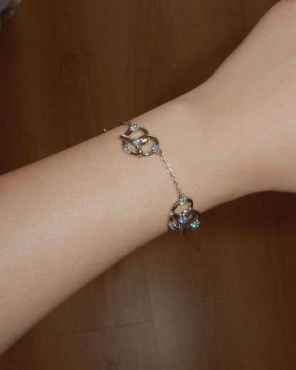Fortelle Blue Crystal Horseshoe Golden Brown Bracelet