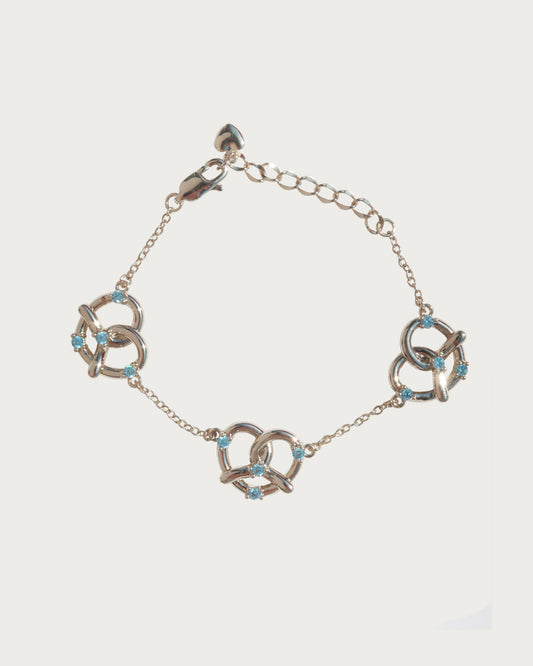 Fortelle Blue Crystal Horseshoe Golden Brown Bracelet