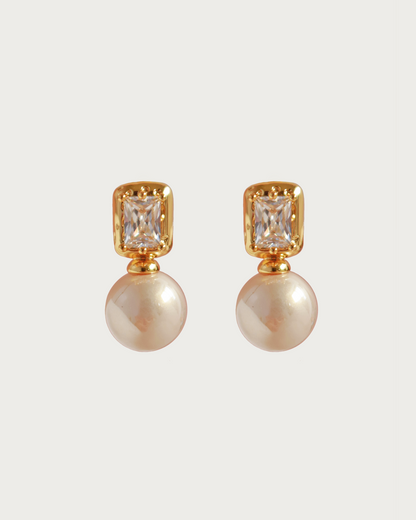 Paula Classic Pearl Golden Drop Earrings
