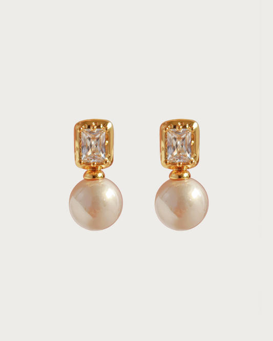 Paula Classic Pearl Golden Drop Earrings