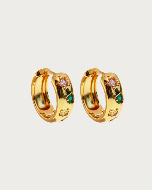Chunky Star Colorful Golden Hoop Earrings