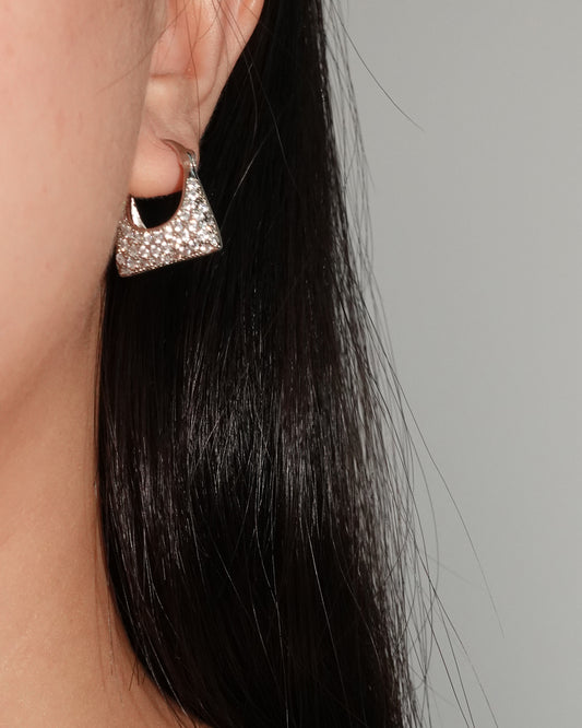 Pendientes de aro de plata con forma de bolso