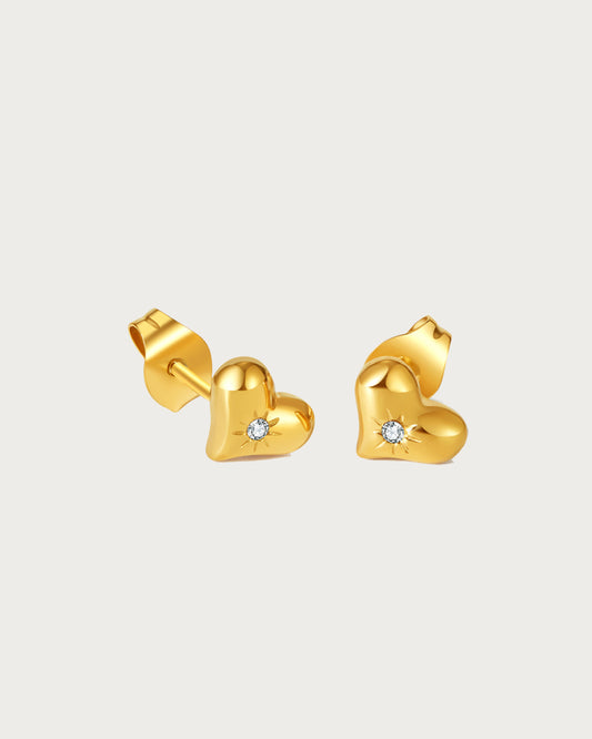 Sparkling Tiny Heart Golden Earrings