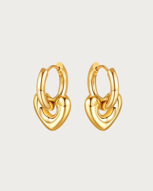 Amour Heart Golden Hoop Earrings