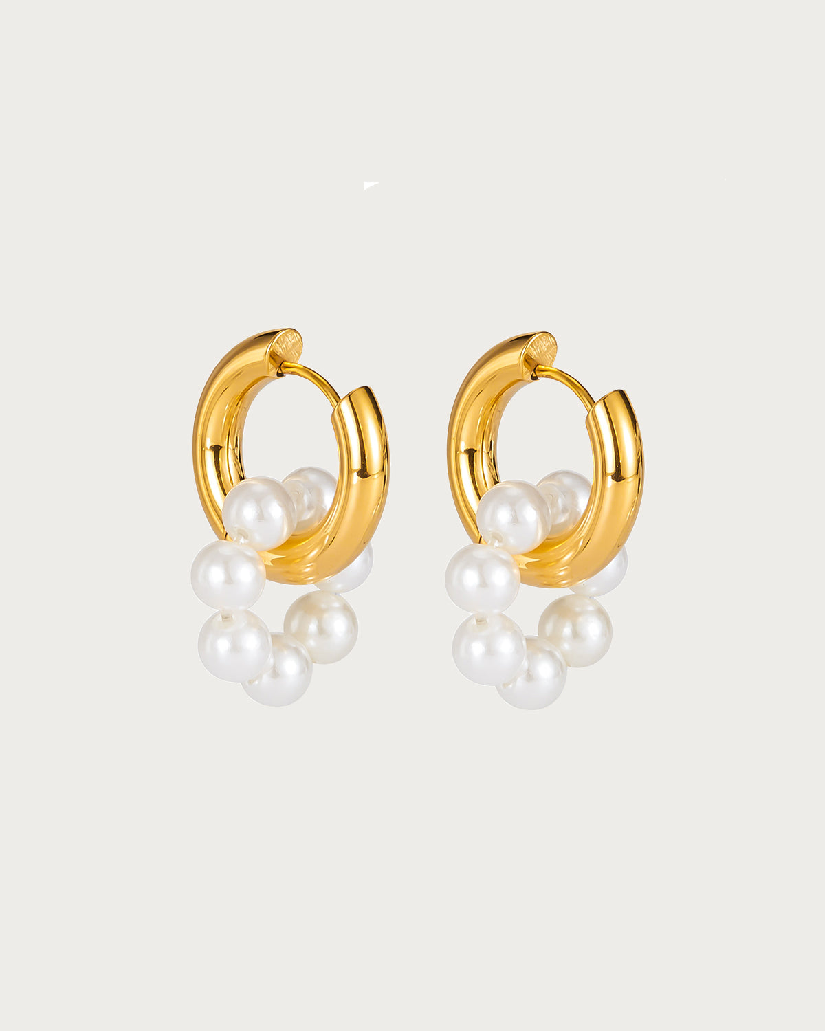 Vermeil Pearl Golden Hoop Earrings