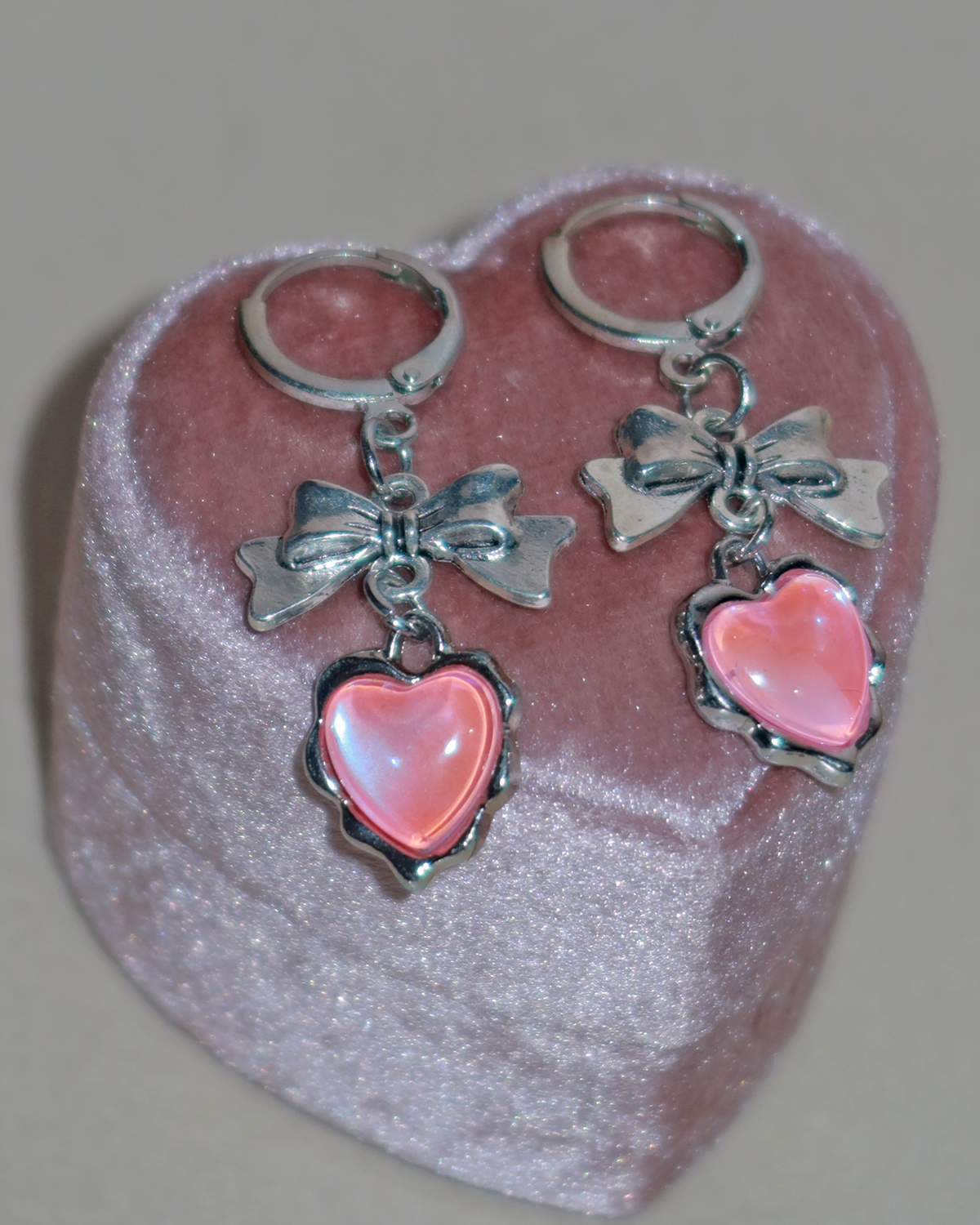 Gill Moonstone Heart Bow Tie Silver Earrings