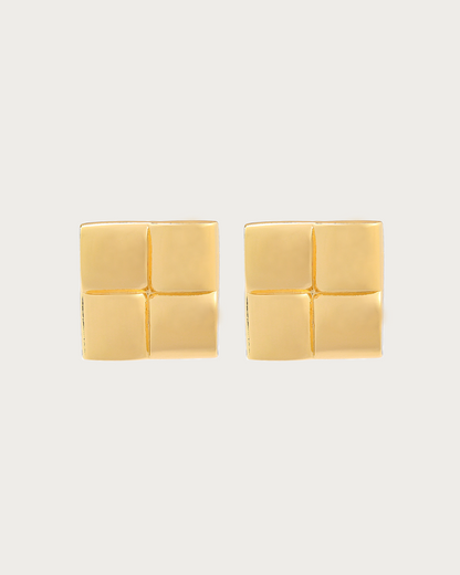 Candice Square Block Golden Stud Earrings