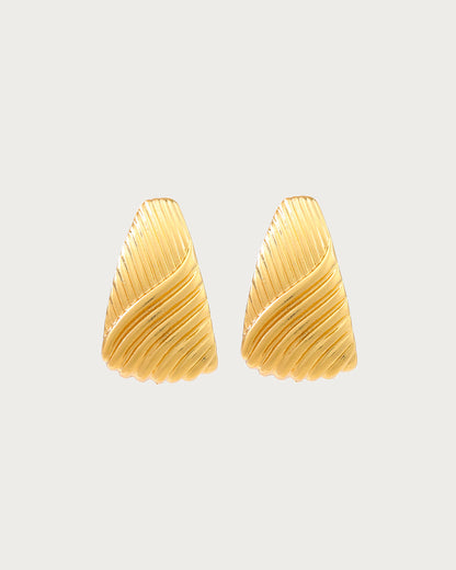 Hilda Embossed Triangular Golden Stud Earrings