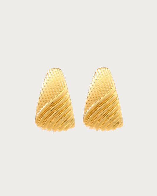 Embossed Triangular Golden Stud Earrings