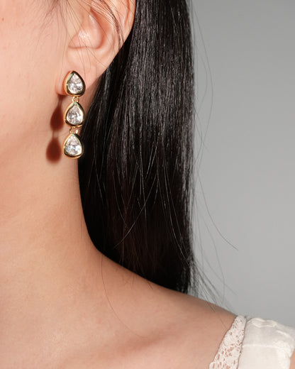 Beryl Tear Linear Golden Drop Earrings