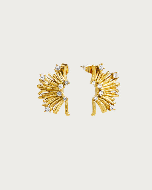 Sunburst Sparkle Golden Stud Earrings