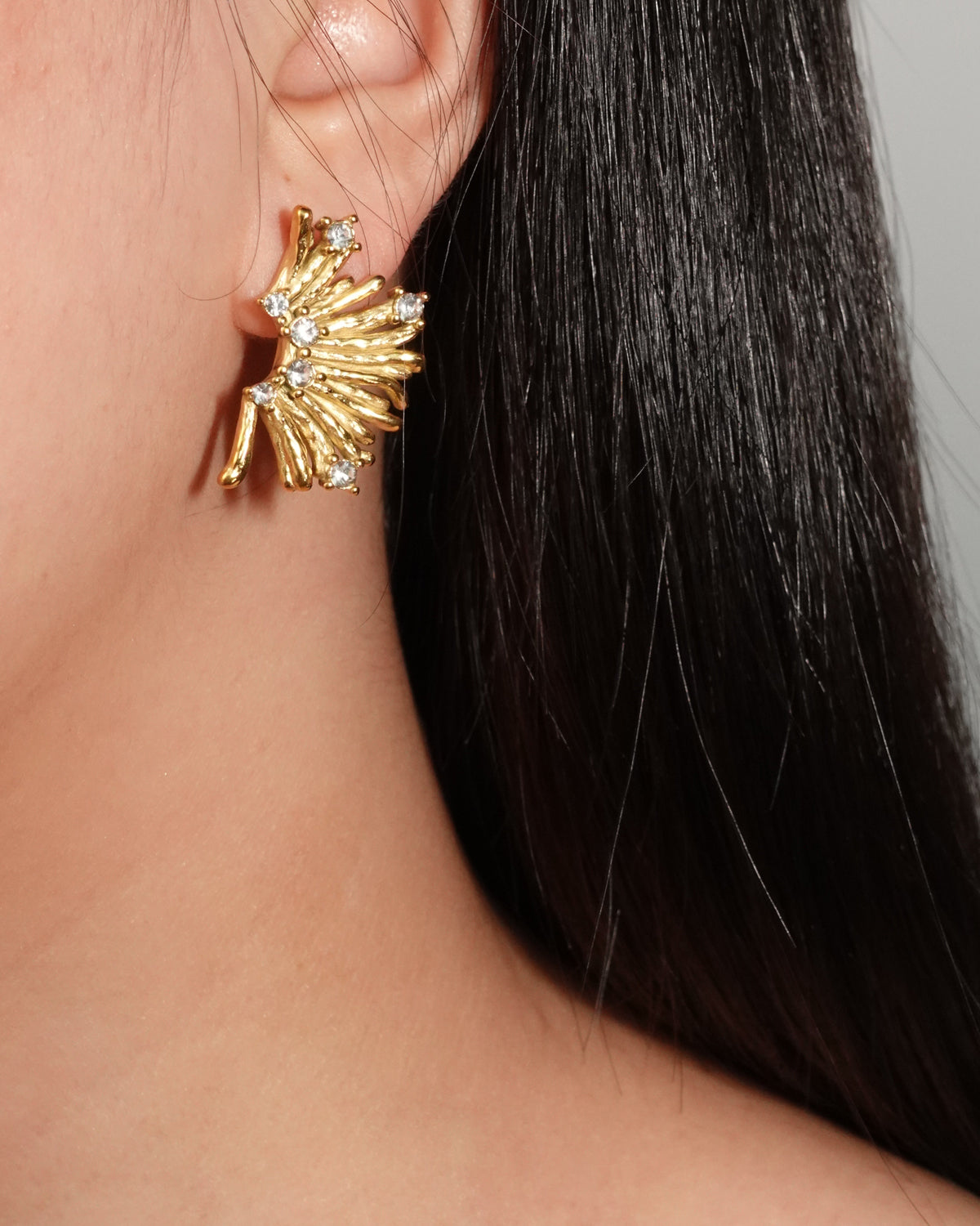 Stephanie Sunburst Sparkle Golden Stud Earrings
