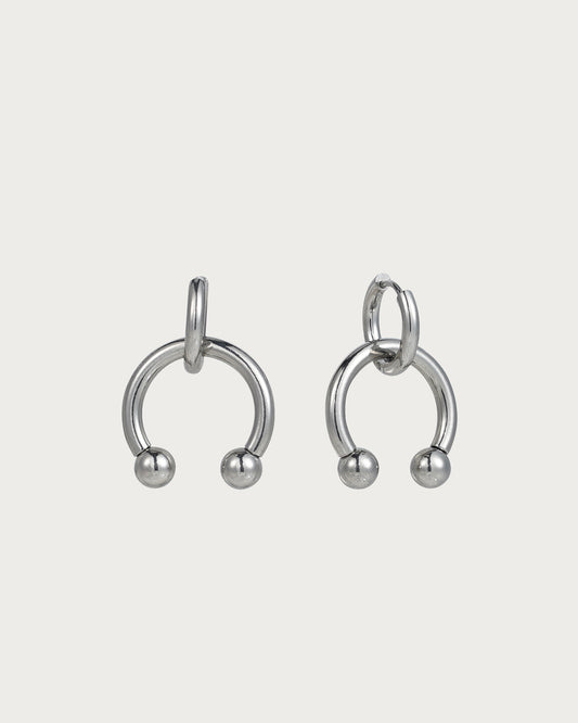Pendientes de aro de plata con forma de herradura