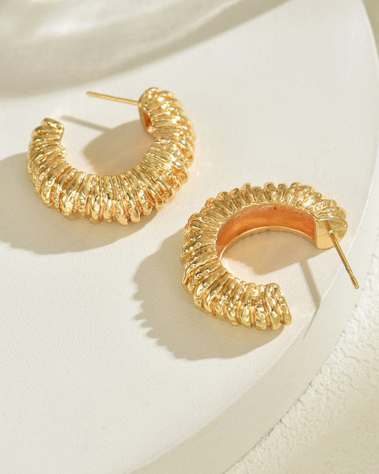 Retro Braided Texture Golden Stud Earrings
