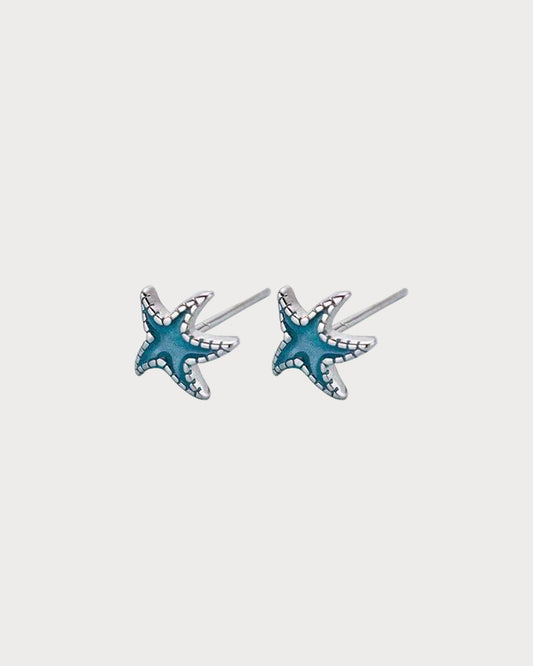 Joy Mini Blue Starfish Stud Earrings