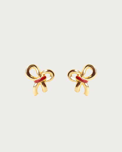 Una Hollow Enamel Bowknot Earrings