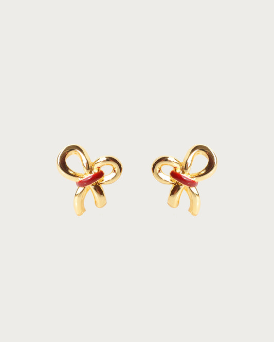 Una Hollow Enamel Bowknot Earrings