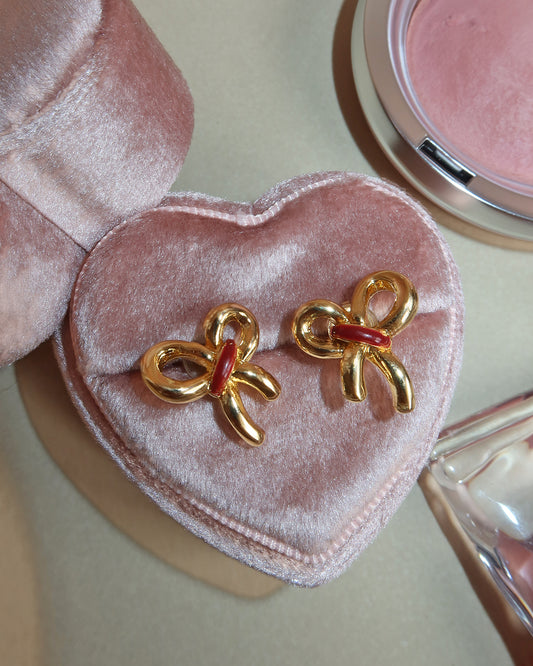 Una Hollow Enamel Bowknot Earrings