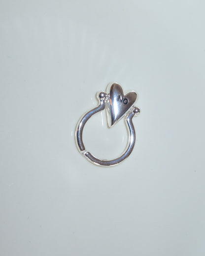 Arlene Yes or no Polished Heart Letter Silver Ring
