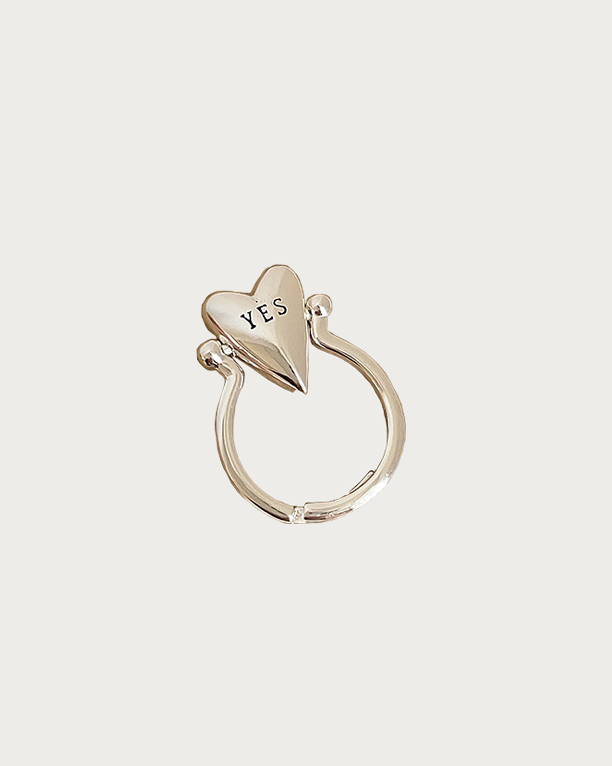 Arlene Yes or no Polished Heart Letter Silver Ring
