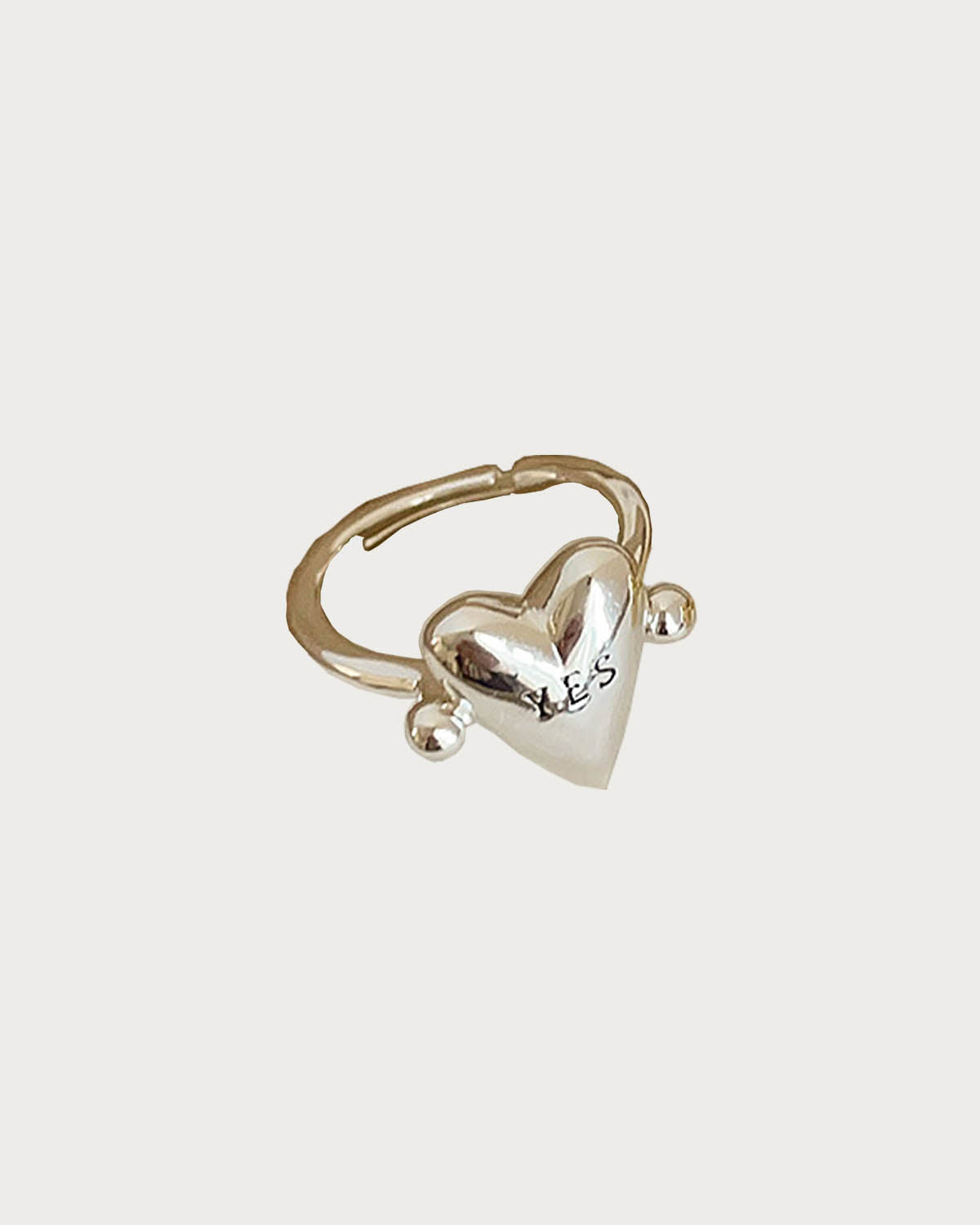Arlene Polished Heart Letter Silver Ring