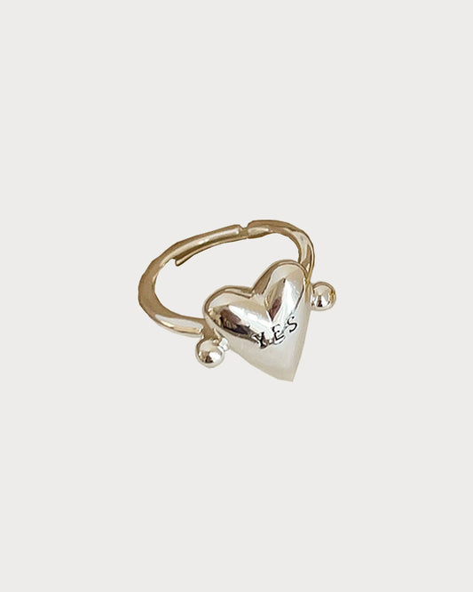Arlene Polished Heart Letter Silver Ring