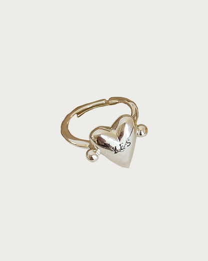 Arlene Yes or no Polished Heart Letter Silver Ring