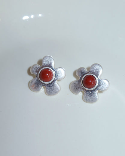 Susie Natural Stone Flower Siliver Stud Earrings