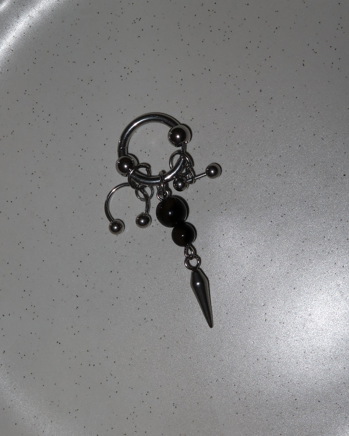 Giselle Pearl Hoop Cone Silver Earrings