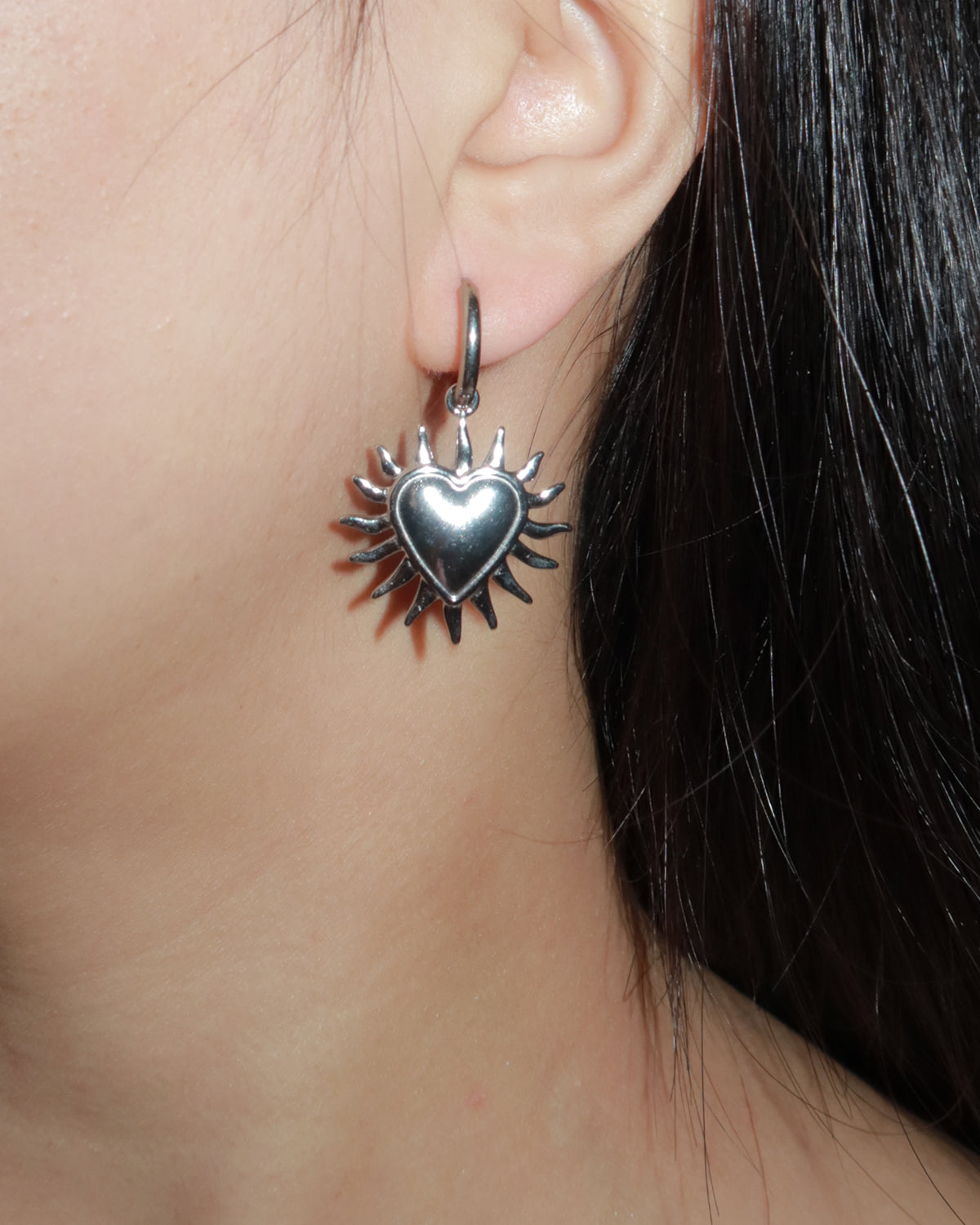 Olivia Heart Spike Silver Earrings