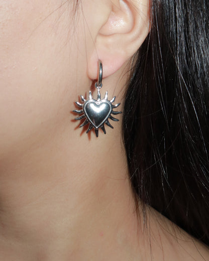 Olivia Heart Spike Silver Earrings