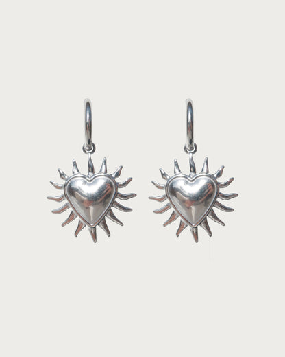 Olivia Heart Spike Silver Earrings
